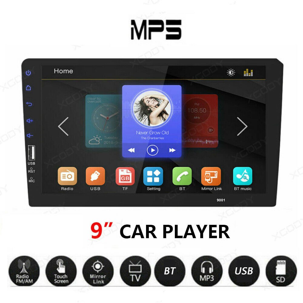 1 Din MP5 9 Polegada Jogador Do Carro Bluetooth Estéreo FM USB AUX