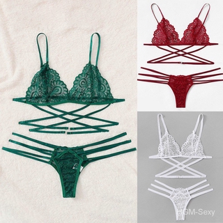 Conjunto De Lingerie Sexy Suti De Renda Vazado Calcinha Dalam Untuk