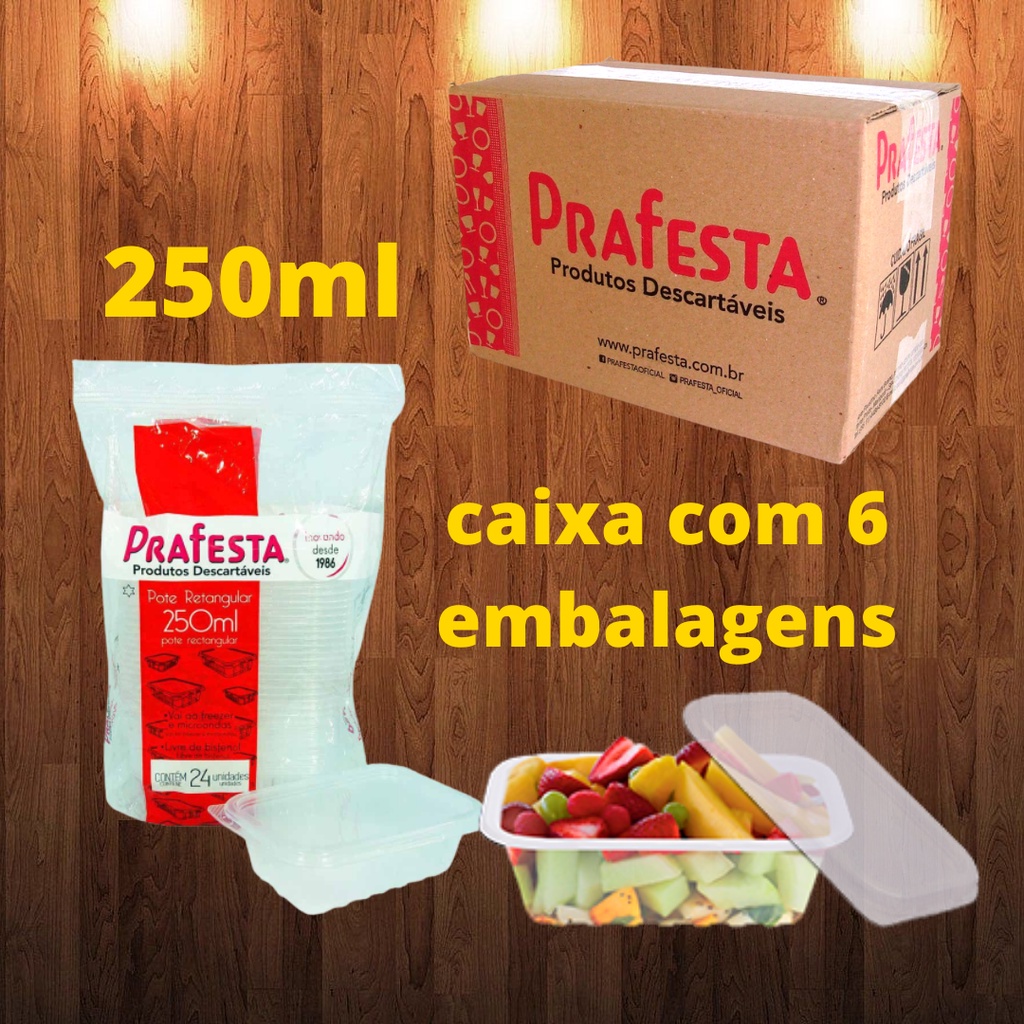 Pote Retangular X Embalagens Prafesta Ml Para Microondas E