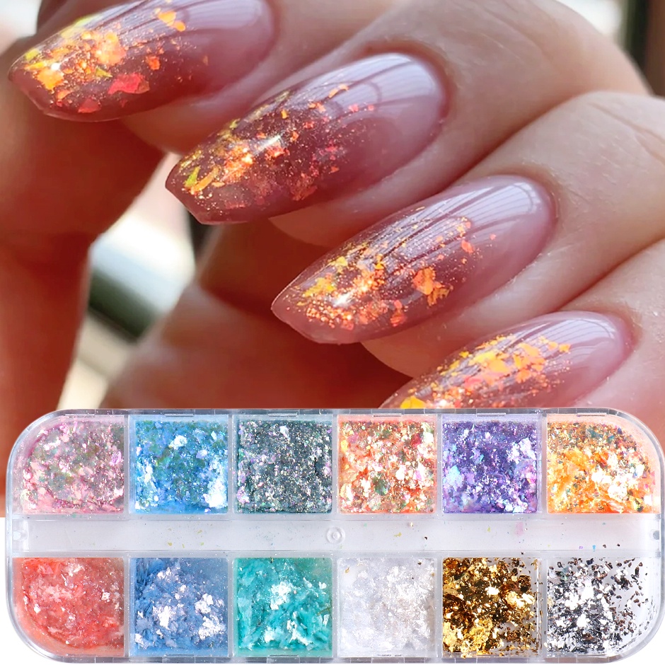 Hologr Fica Opala Flakes Para Unhas Glitter Transl Cido Aurora