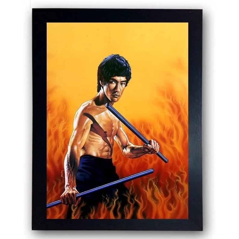 Quadro Bruce Artes Marciais Moldura Kung Fu A4 32cm Shopee Brasil