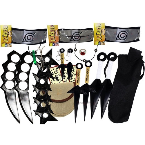 Kunai Naruto Shuriken Kit Ninja Naruto Bandana Folha Renegada