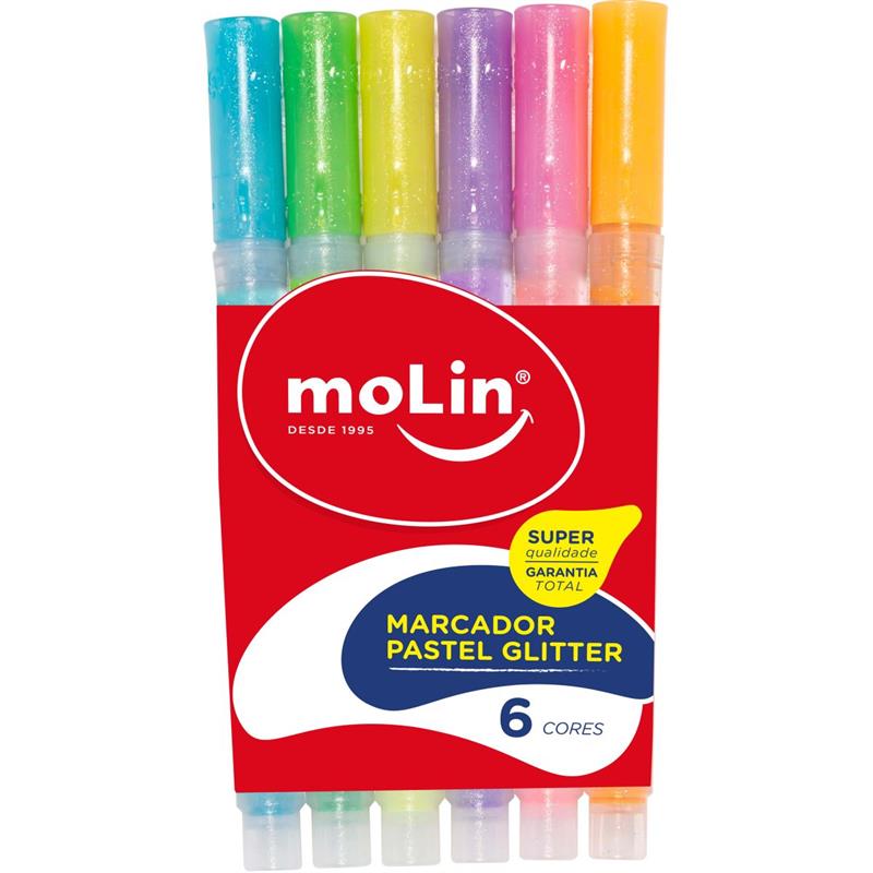 Marca Texto Fluorescente Glitter 6 Cores Molin Shopee Brasil