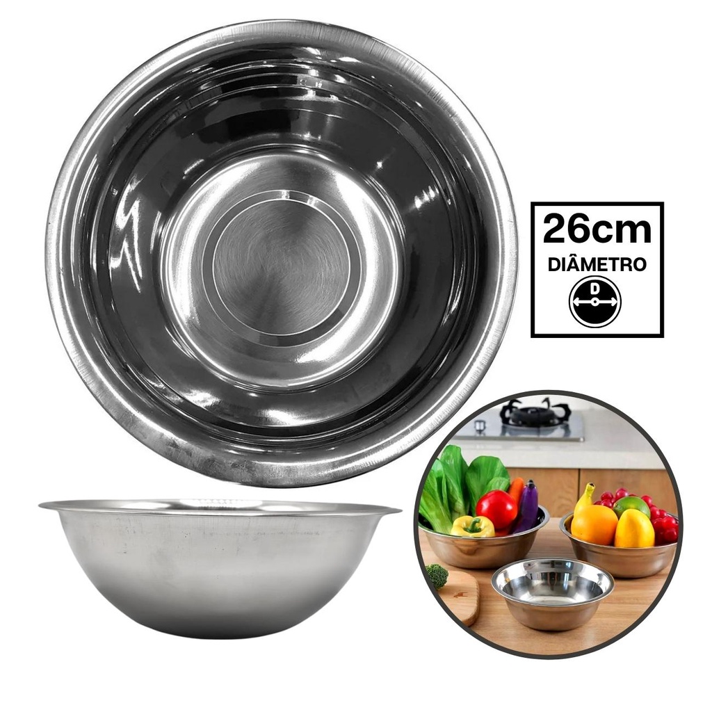 Bowl Inox Grande Bacia Inox Saladeira Cm Shopee Brasil