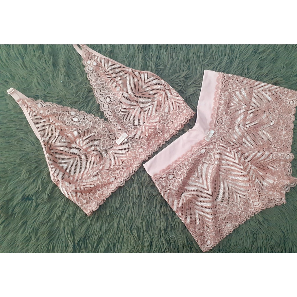 Conjunto Lingerie Renda Caleçon Sem Bojo Sexy Feminino Shopee Brasil