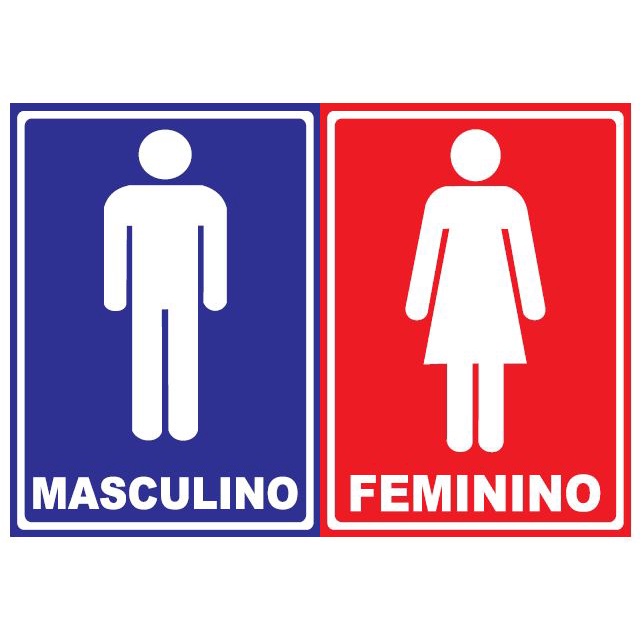 Placa Indicativa De Sinaliza O Para Banheiro Masculino E Femenino