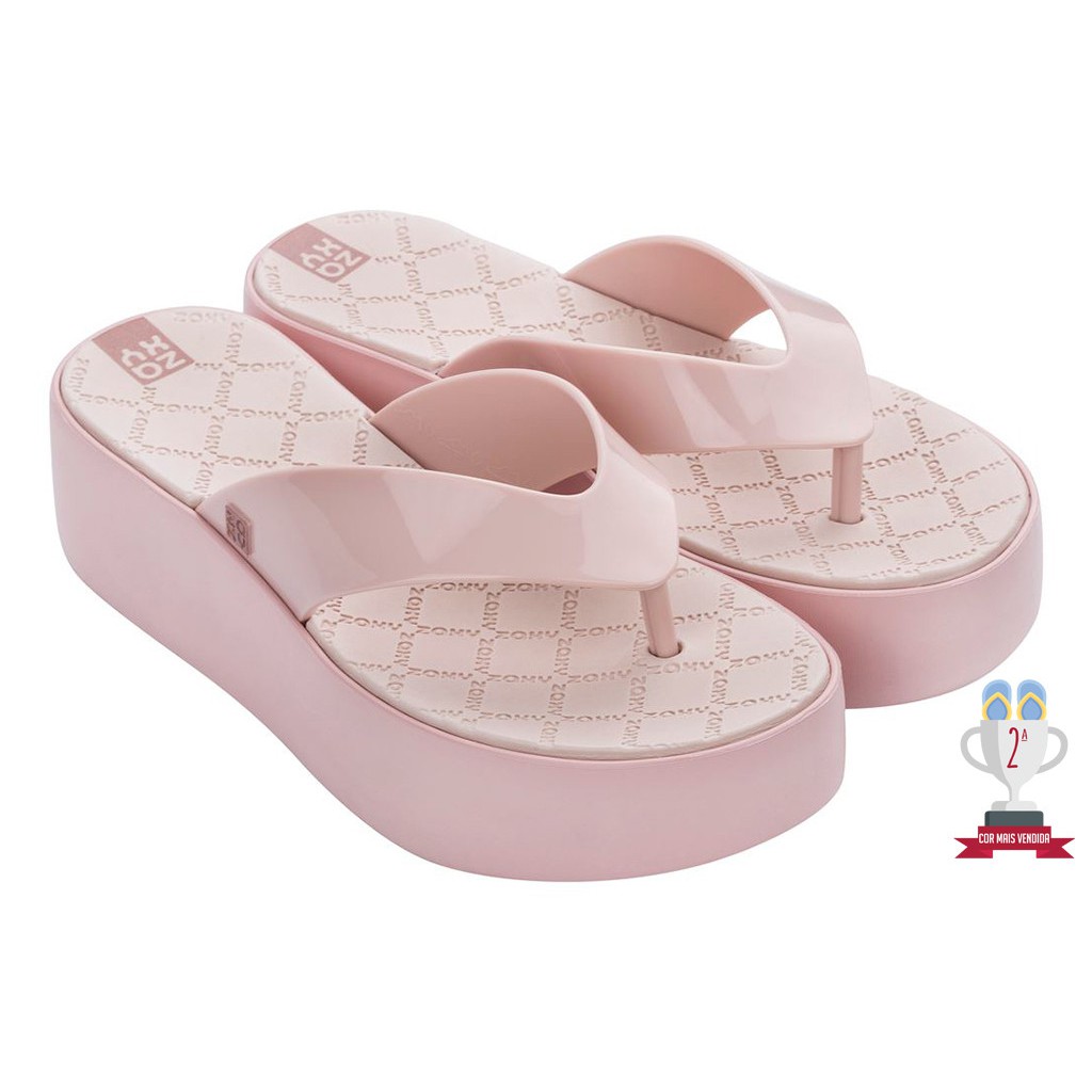 Tamanco Plataforma Zaxy Every Glow Nude Ref 18068 Shopee Brasil