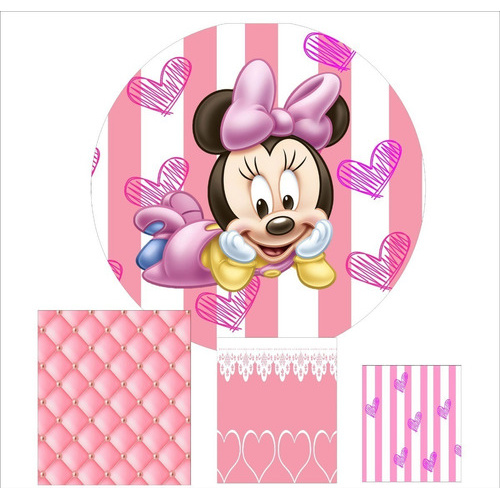 Painel Minnie Rosa Baby X Faixas Cilindro Shopee Brasil