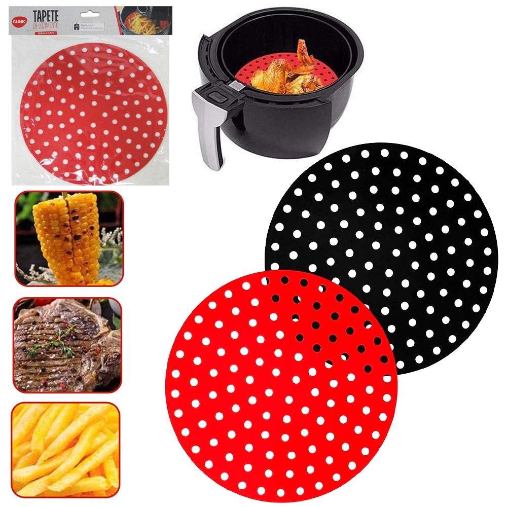 TAPETE ESTEIRA CULINARIO DE SILICONE REDONDO PARA AIR FRYER