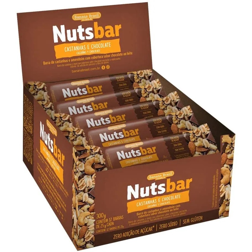 Barra De Castanhas E Chocolate Nuts Bar Banana Brasil 12x25g Shopee