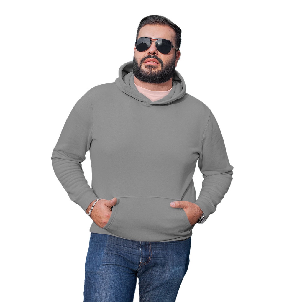 Moletom Canguru Unissex Algod O Plus Size Liso Sem Estampa Feminino