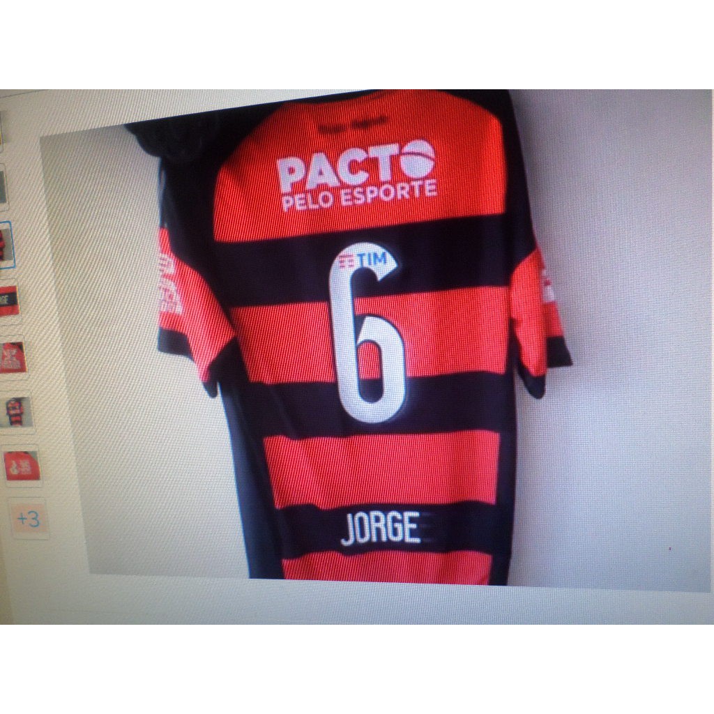 Camisa Flamengo Jogo Rubro Negra Pacto Pelo Esporte Numero Jorge