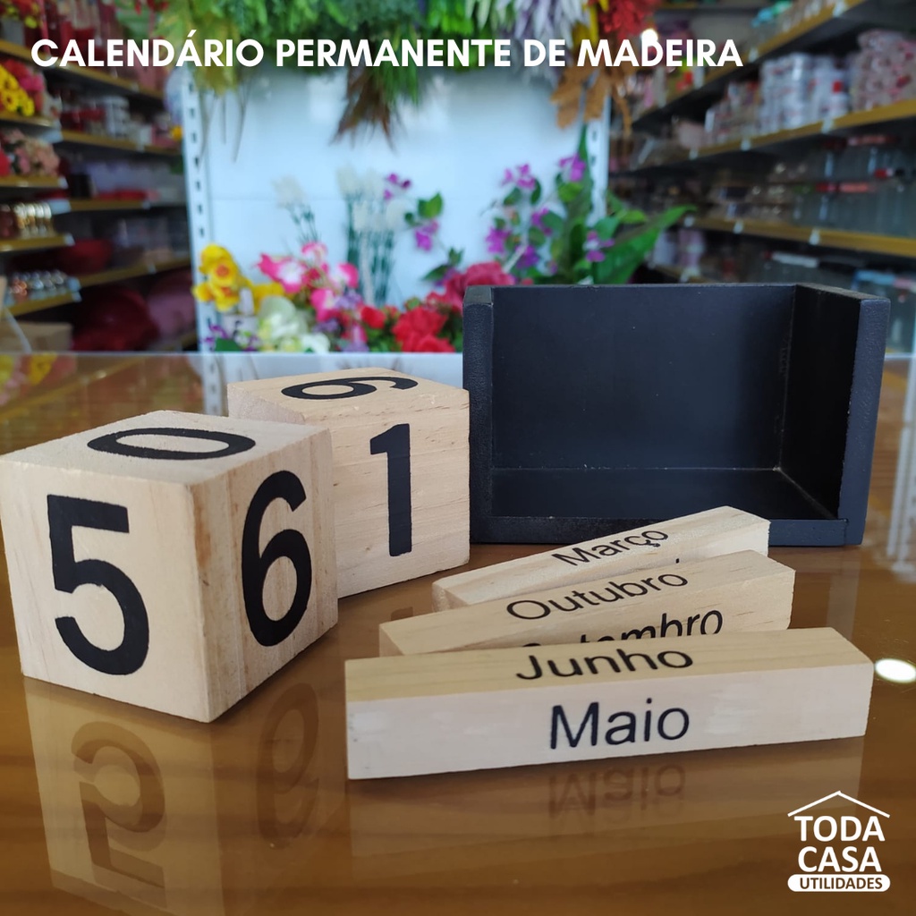 Calendário Permanente de Madeira Para Decoração Shopee Brasil