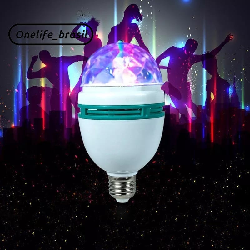 Lâmpada Globo Luz Led Rgb Festa Giratória Colorida Socket Padrão