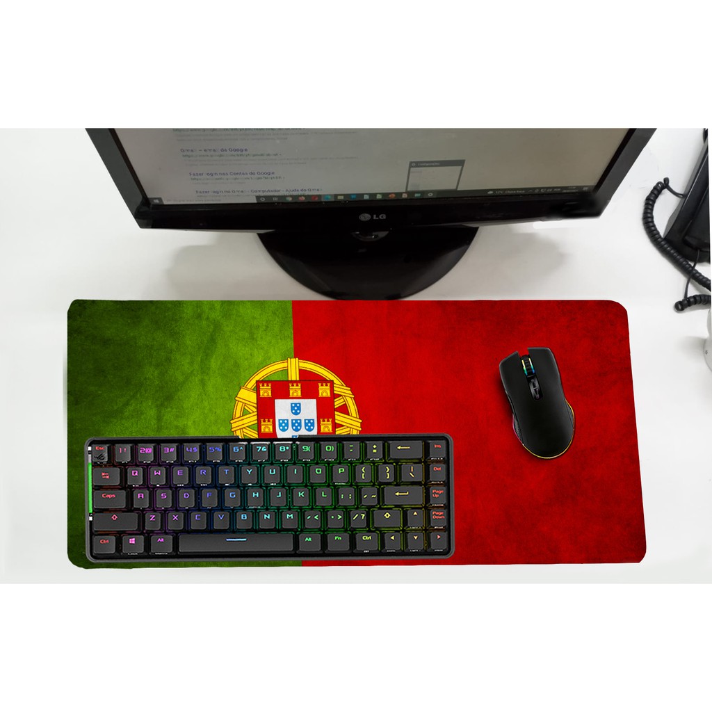 Mouse Pad Gamer Desk Pad Grande X Cm Linha Bandeira Portugal