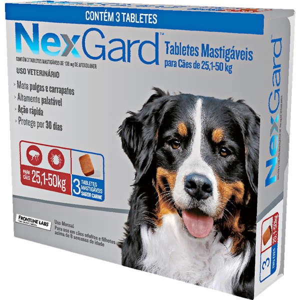 Antipulgas e Carrapatos NexGard 136 mg para Cães de 25 1 a 50 Kg 3