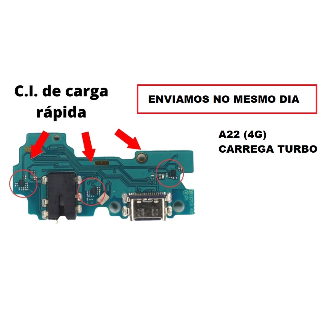 Placa Conector Carga P2 Galaxy A22 A225 4g Carregamento Turbo