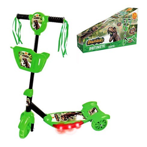 Patinete Musical Infantil Rodas Dinosssauro Cesta E Luzes Shopee Brasil