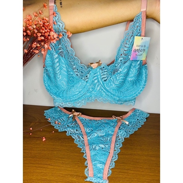Conjunto Lingerie Rendado Sem Bojo Forro FROZEN Shopee Brasil