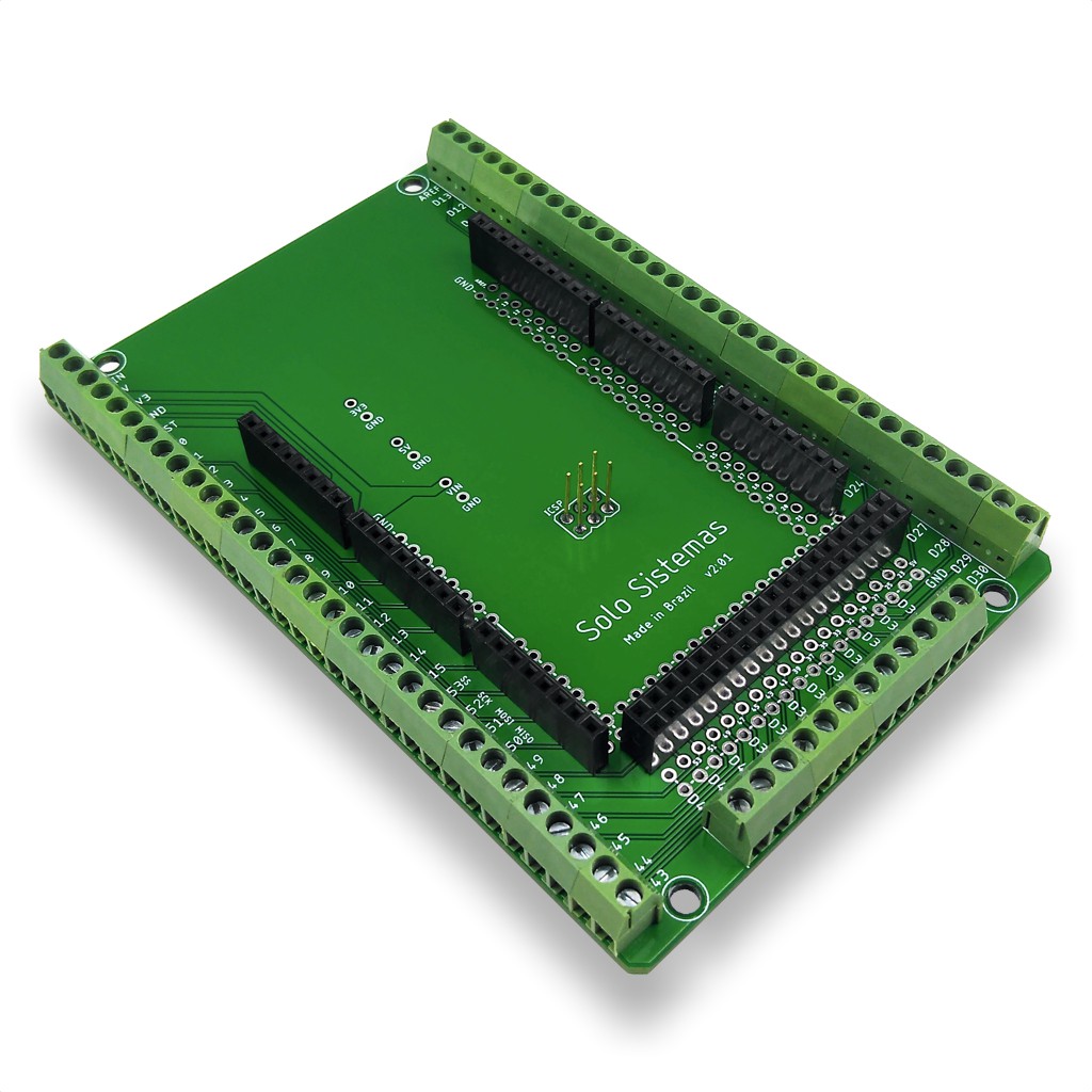 Shield de Bornes Para Arduino Mega 2560 Empilhável Montada Shield