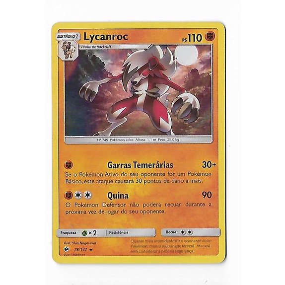 Pokemon Lycanroc Holofoil Sol E Lua Sombras Ardentes Shopee Brasil