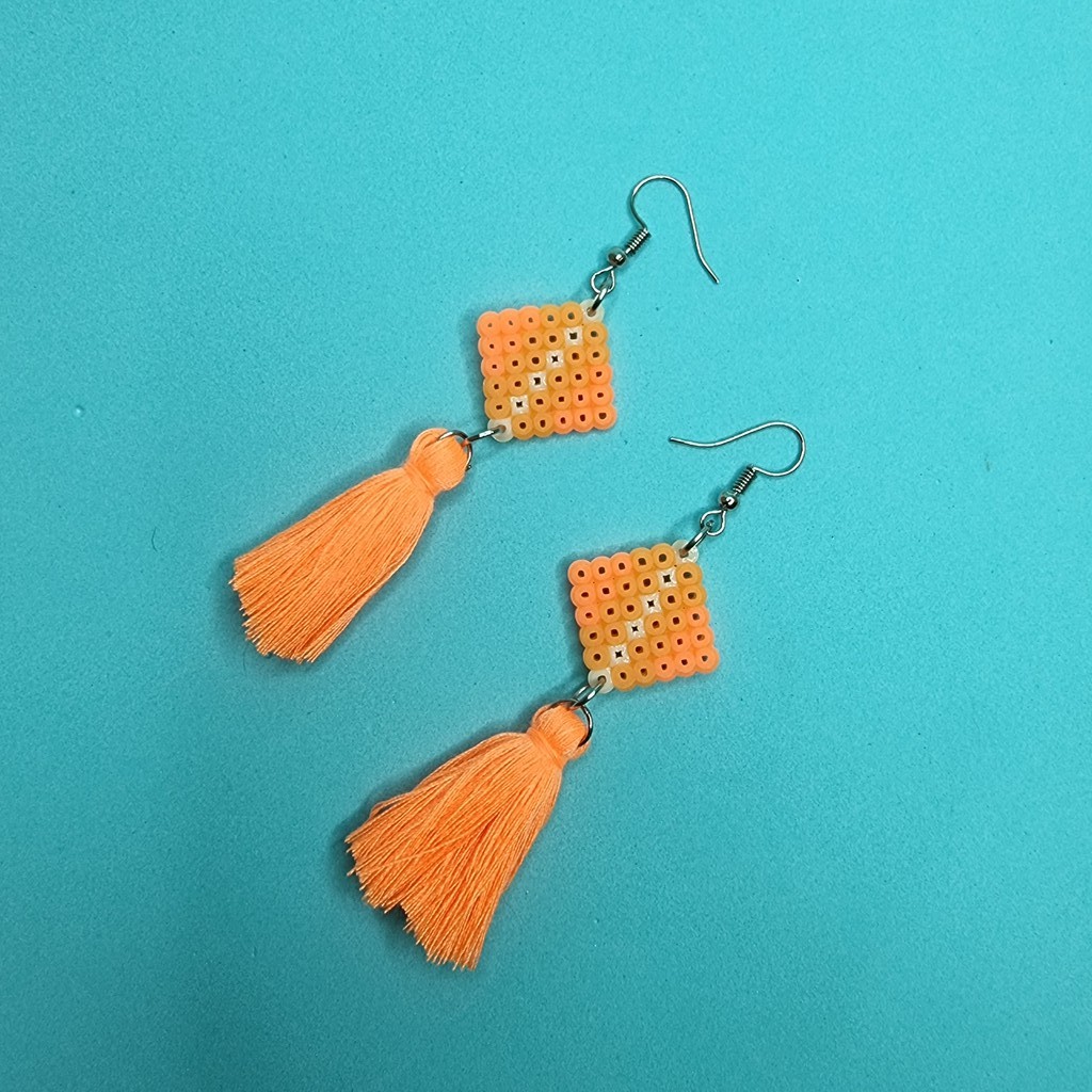 Brincos De Tassel E Pixel Arte Laranja Neon Pixel Art Pixel Arte