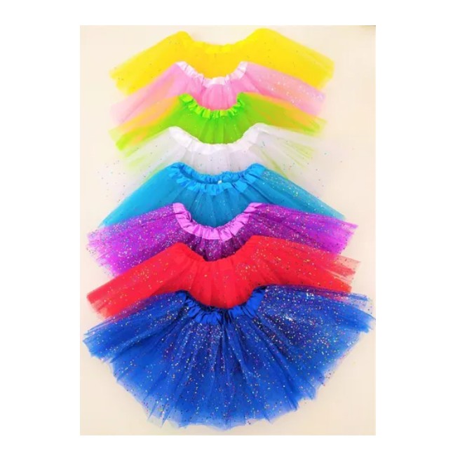 Saia De Tule Adulto Glitter Brilho Carnaval 40cm 1 Unidade Bazar