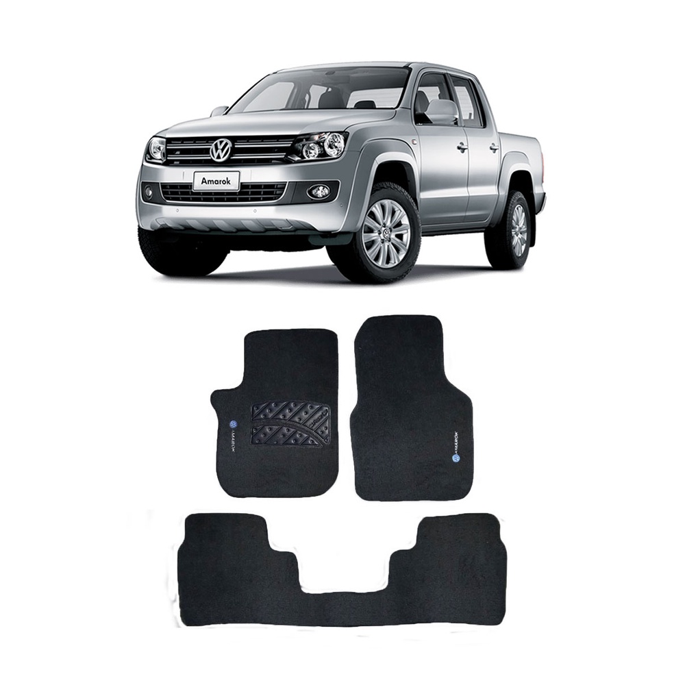 Jogo Tapete Carpete Volkswagen Amarok 2010 A 2017 Logo Bordado