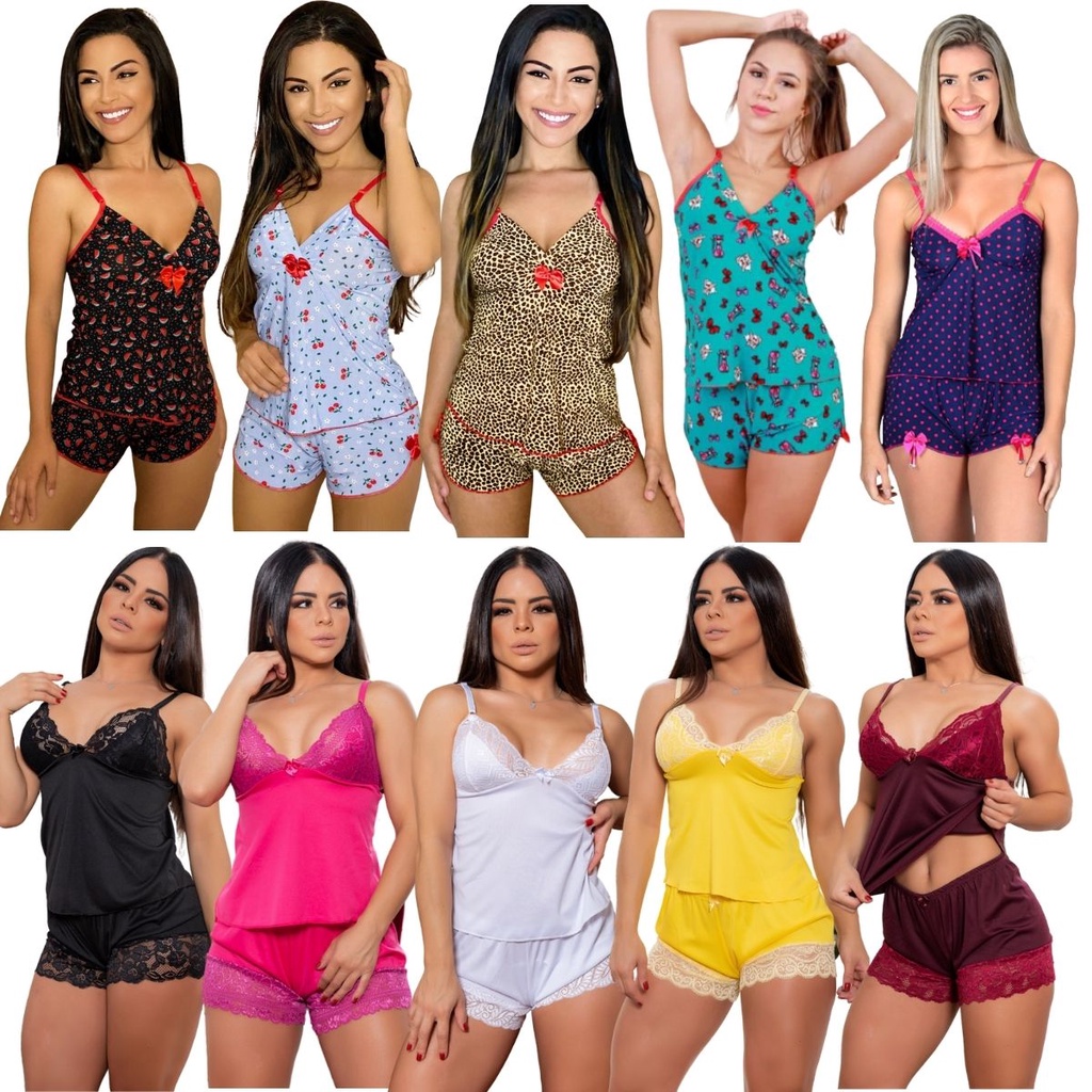 Kit 5 Baby Doll Liganete E 5 Baby Doll Luxo Short Doll Shopee Brasil