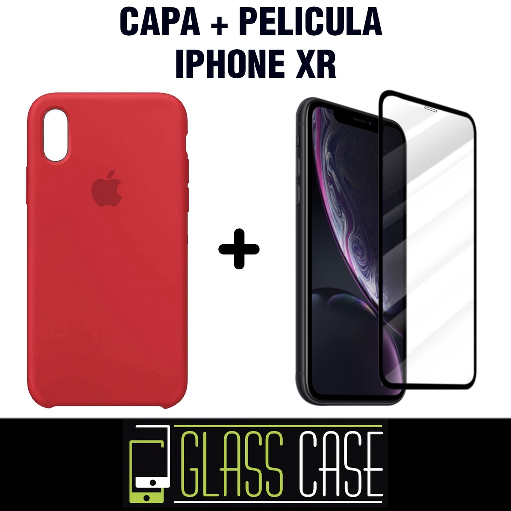 Kit Anti Risco Iphone Xr Capa Case Silicone Capinha Aveludada Vermelha