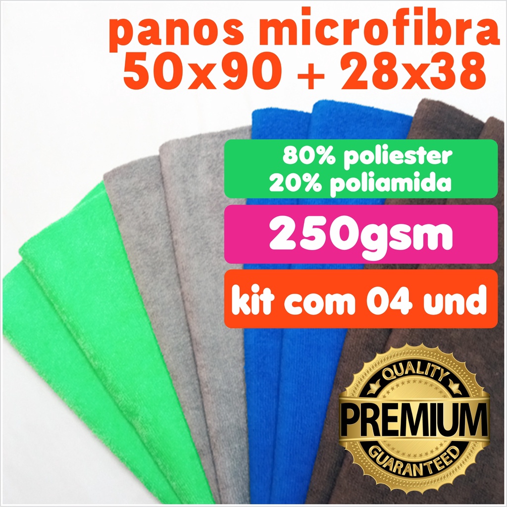 Kit 04 Panos Mágicos multiuso de microfibra limpeza geral 50x90cm