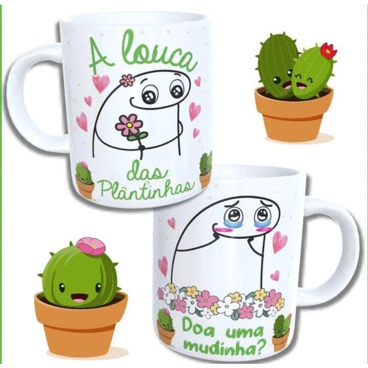 Caneca X Cara De Porcelana Ml Personalizada A Louca Das Plantinhas