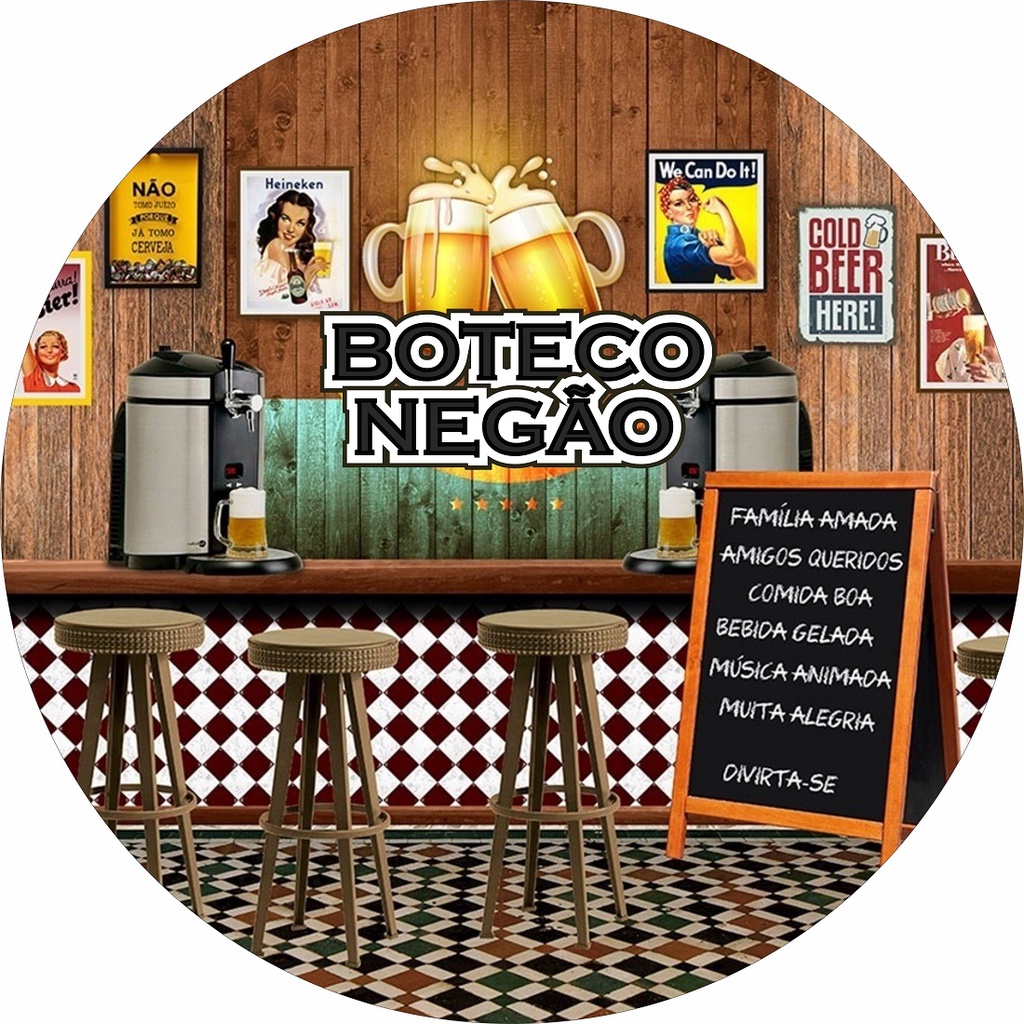 Painel Em Lona Fosca Redondo Boteco Personalizamos Shopee Brasil