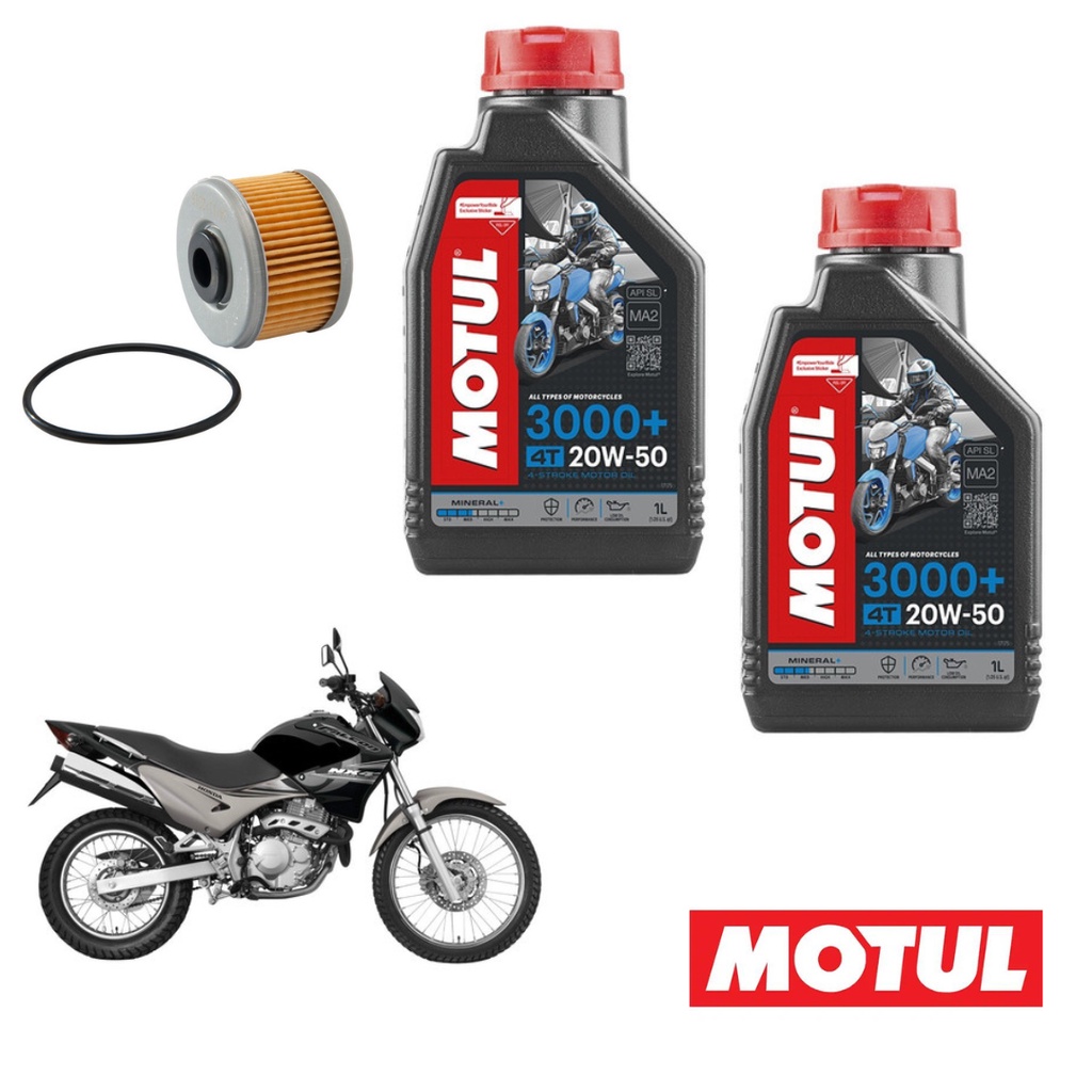 Kit Troca De Oleo Honda Nx 400 Falcon MOTUL 3000 20W 50 Filtro