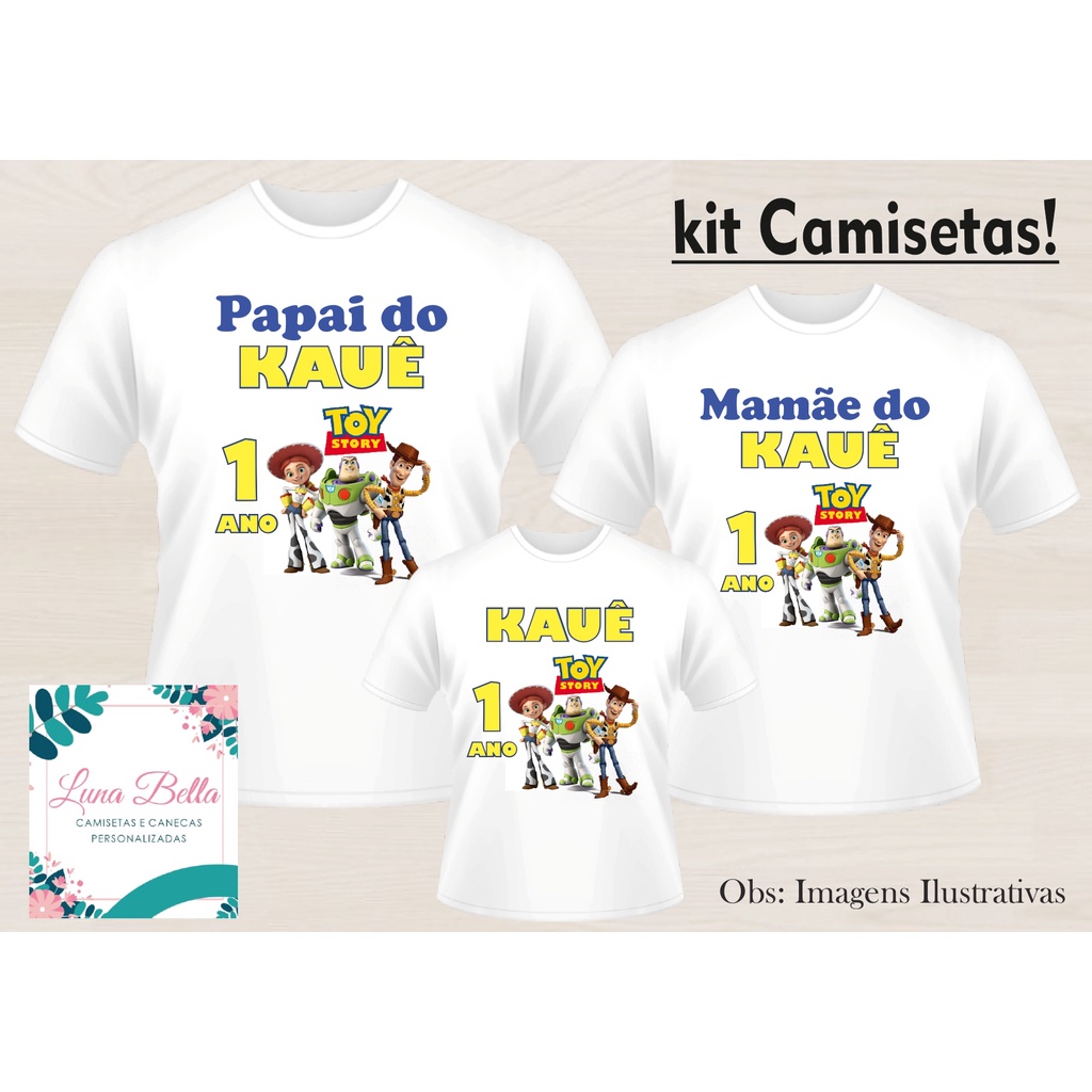 Kit 3 Camisetas Personalizadas Aniversário Toy Story 2 Camisetas