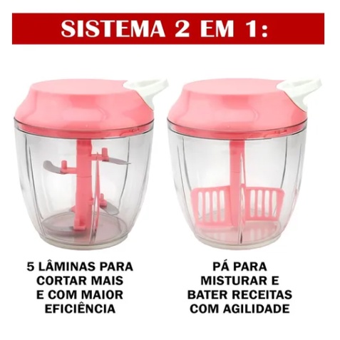 Triturador Processador De Alimentos Manual Fatiador 5 Laminas Multiuso