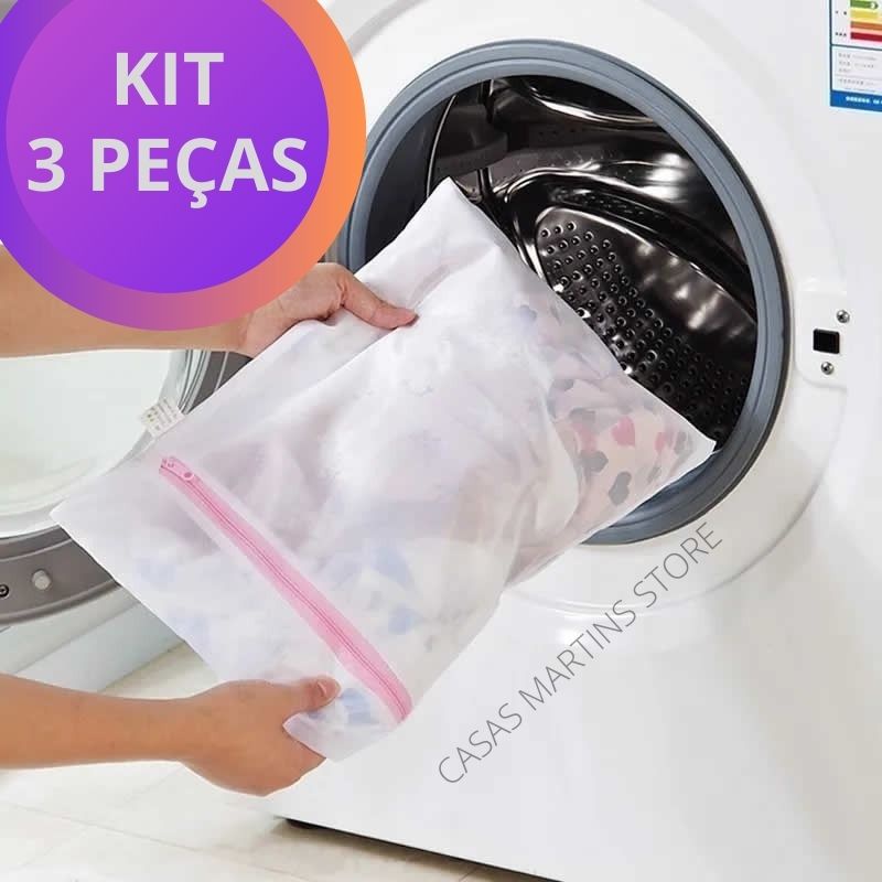Kit Sacos para lavar roupas x cm Protetor De Lingerie Roupa Íntima e Tecidos