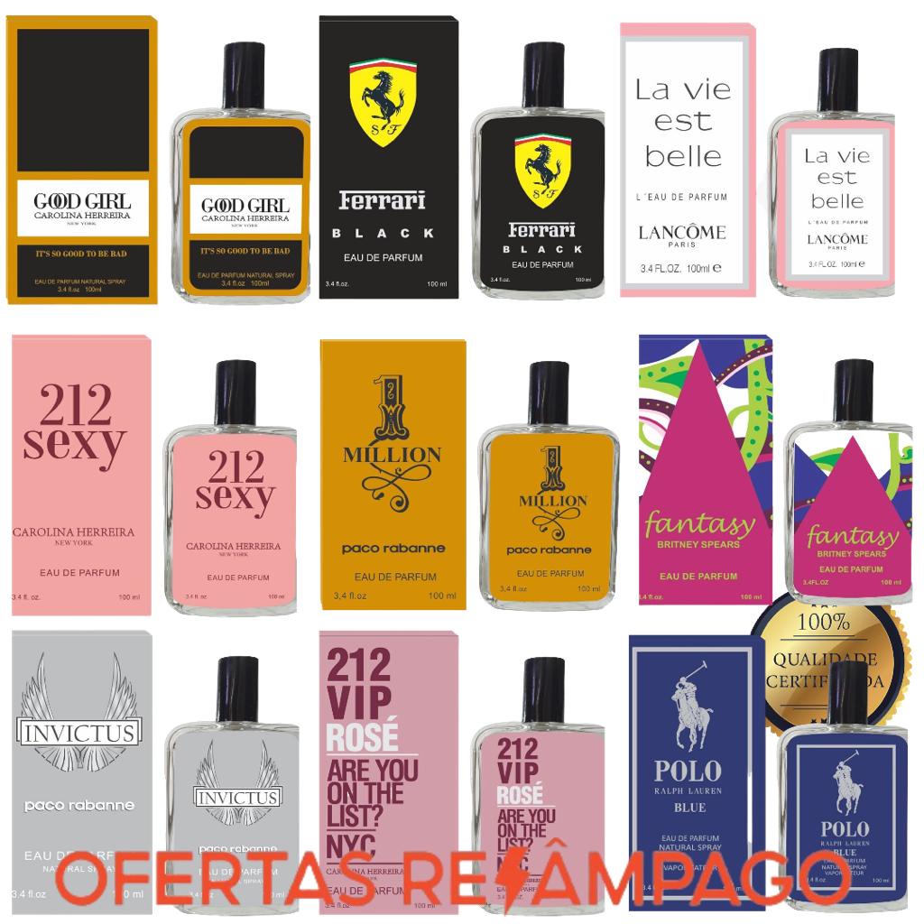 Lote 10 Perfumes Femininos E Masculinos Base De Oleo Lacardos 100ml