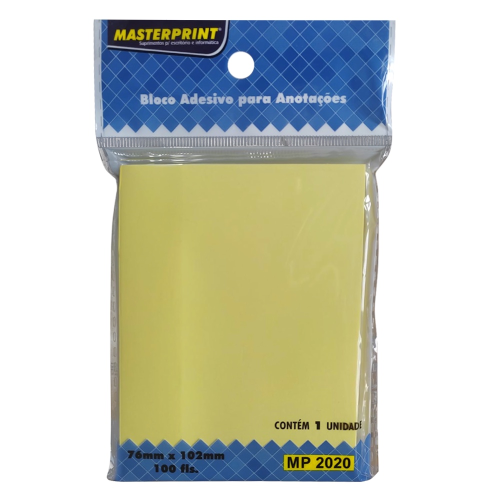 Bloco Adesivo Para Anotações MP 2020 76x102mm Amarelo 100 FL