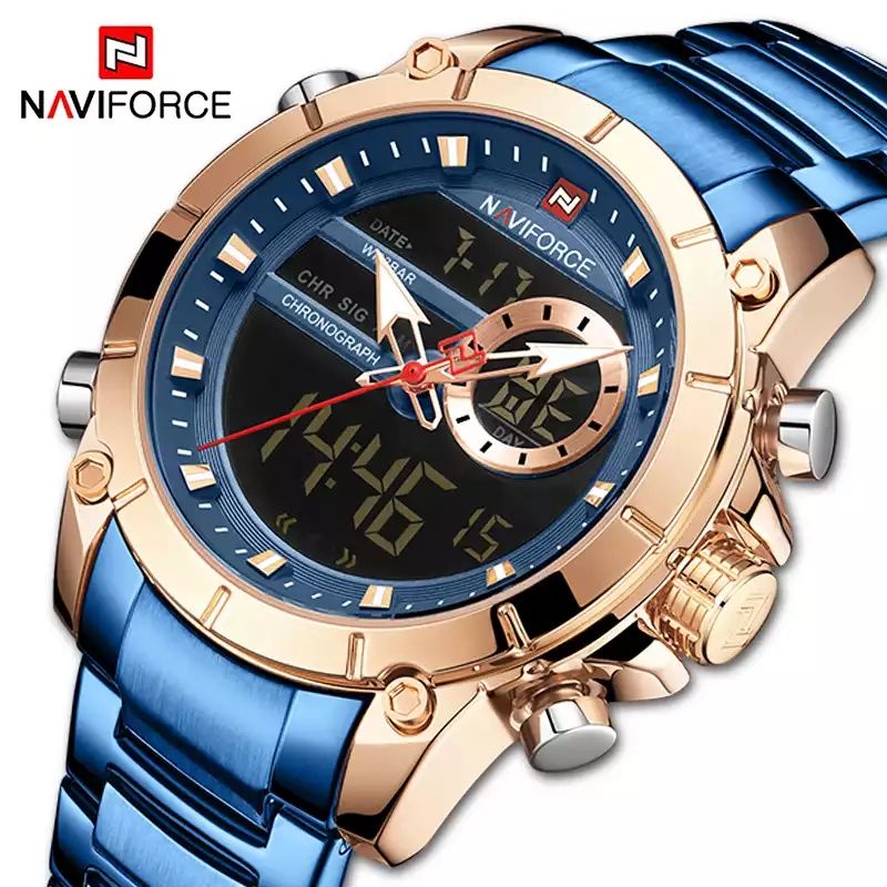 Relógio Masculino Naviforce 9163 Azul Militar Original Novo Pronta