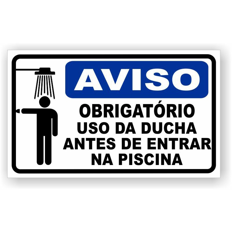 Placa decorativa em pvc Aviso Obrigatório uso da ducha antes de