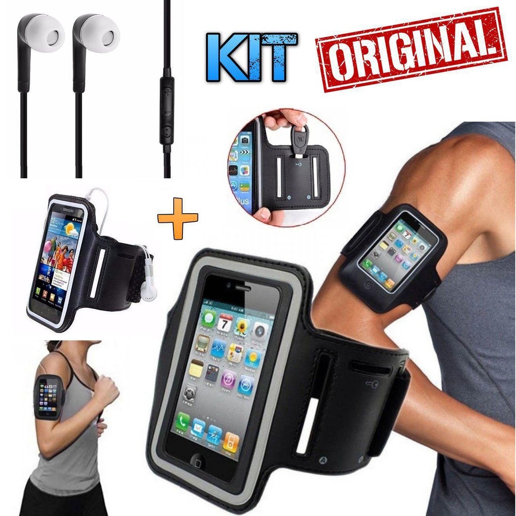 Kit Esporte Braçadeira universal de celular e Fone de Ouvidos de