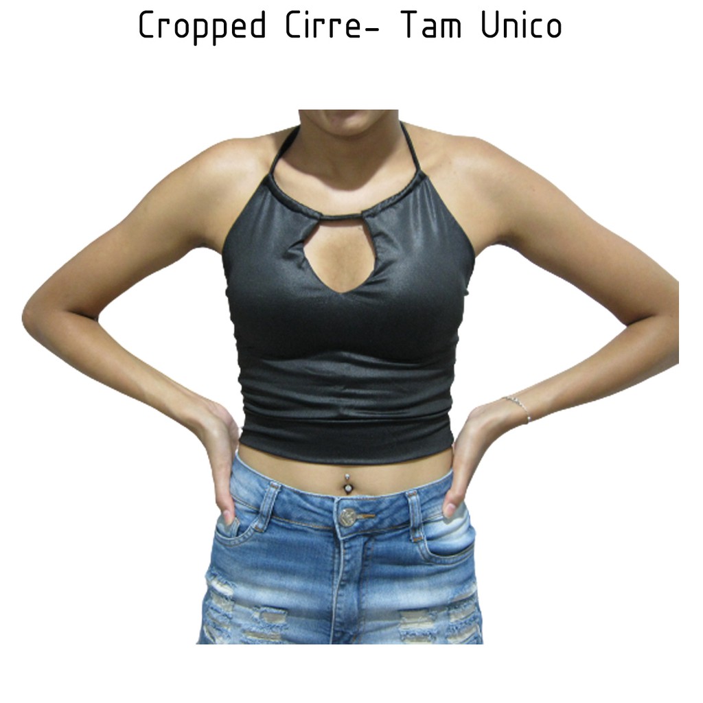 Cropped Blusinha Blogueira Couro Cirre Amarra O Bojo Shopee Brasil