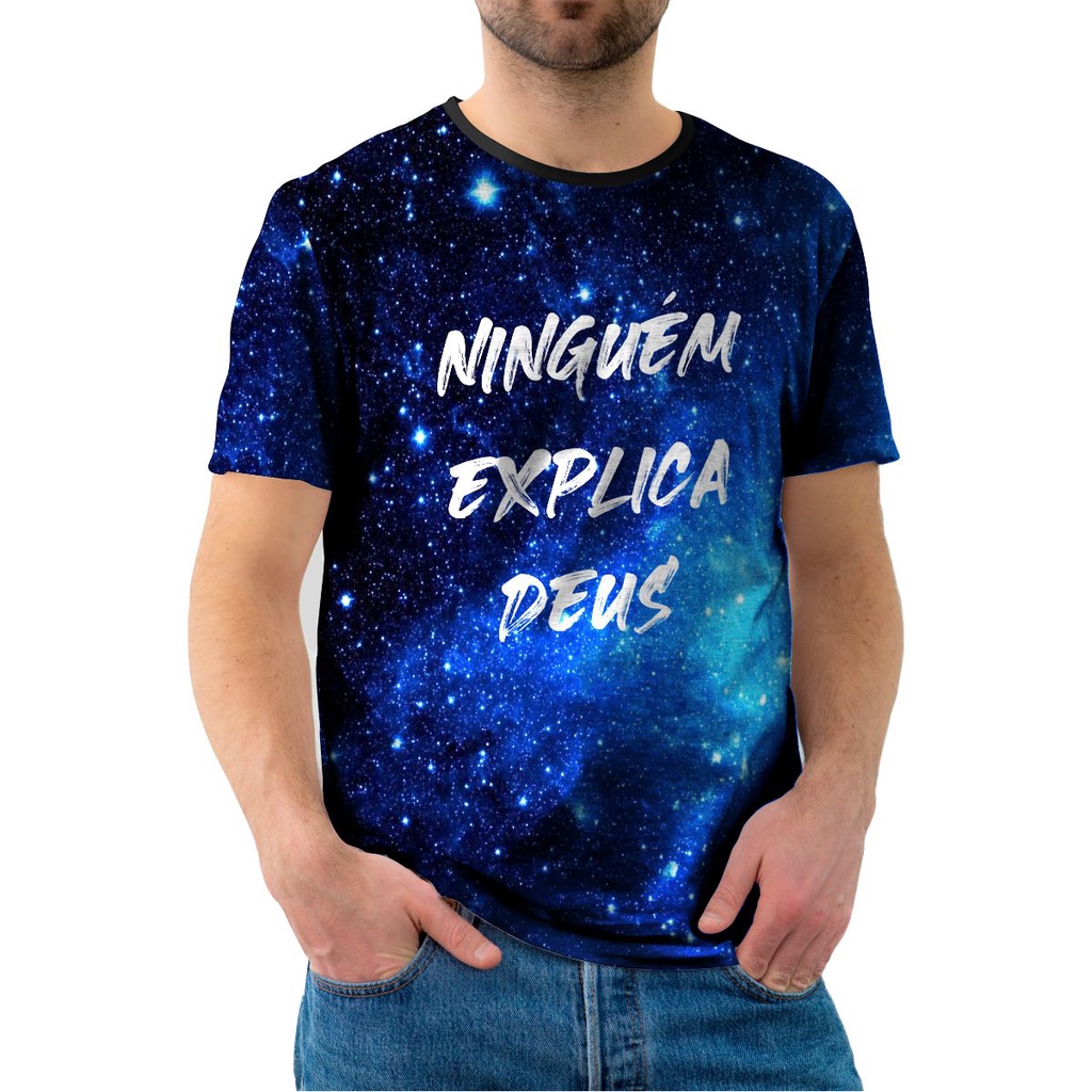 Camiseta Camisa Masculina Fullprint Biblica Gospel Ninguem Explica Deus