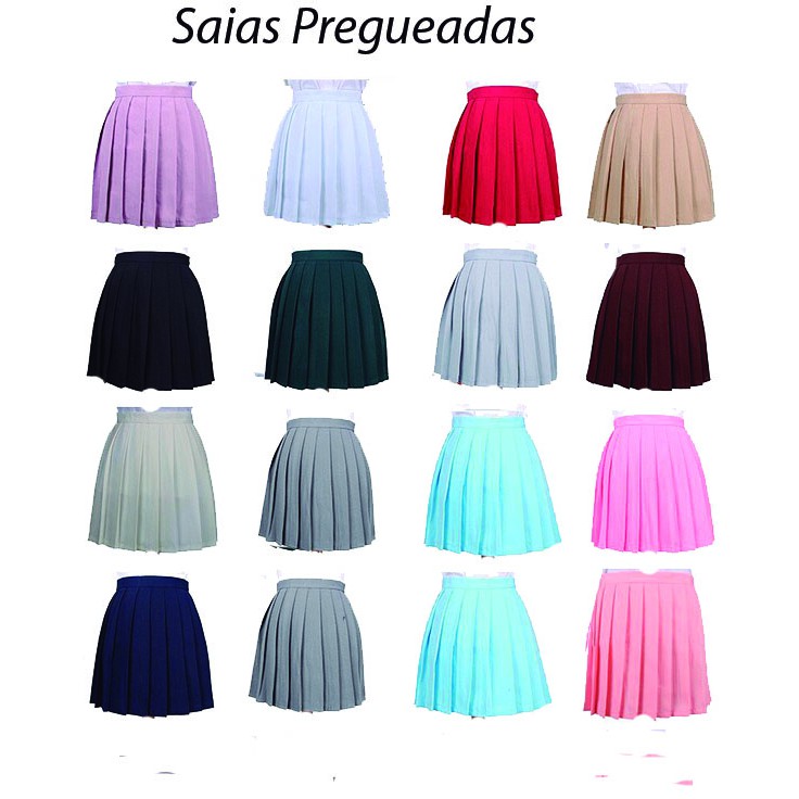 Saia Colegial Coreana Pregueada Shopee Brasil