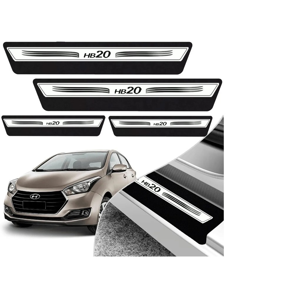 Kit 8 Peças Soleira Adesivo Porta Hyundai Hb20 Hatch 2013 2014 2015