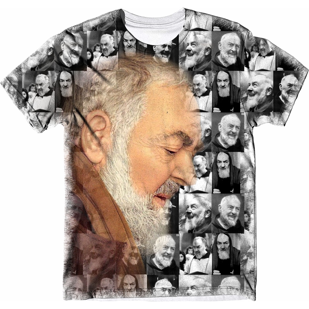 Camiseta Religiosa Padre Pio Mosaico Shopee Brasil