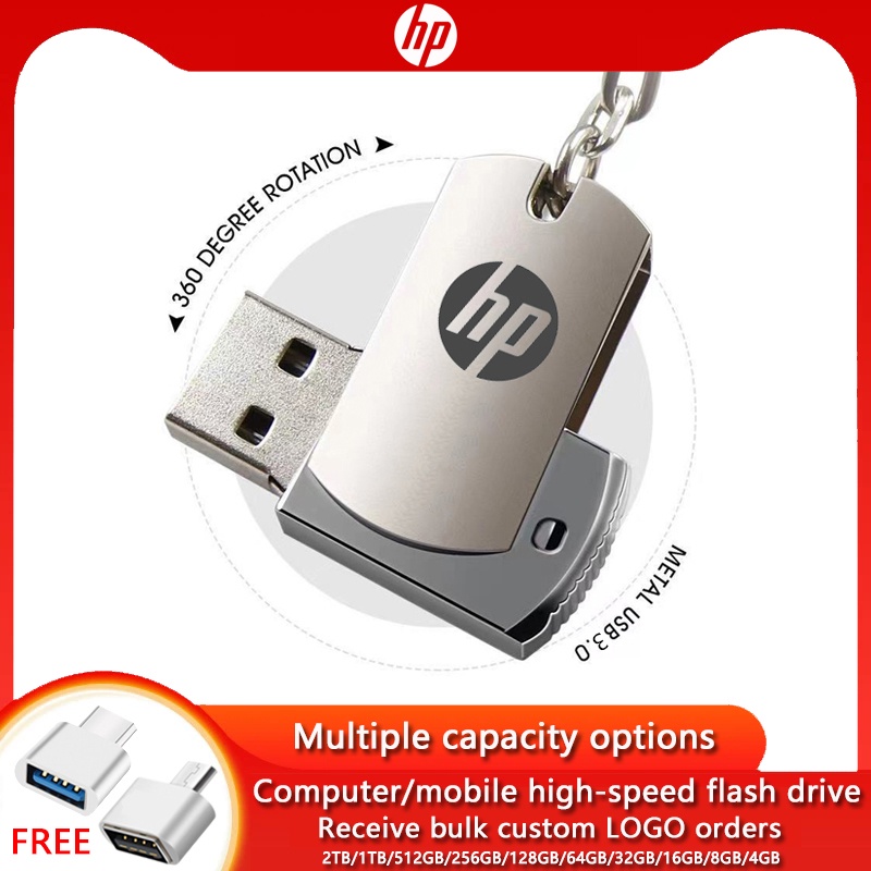 Hewlett Packard Hp 360 Graus Pen Drive Metal Rotativo 16GB 32GB 64GB