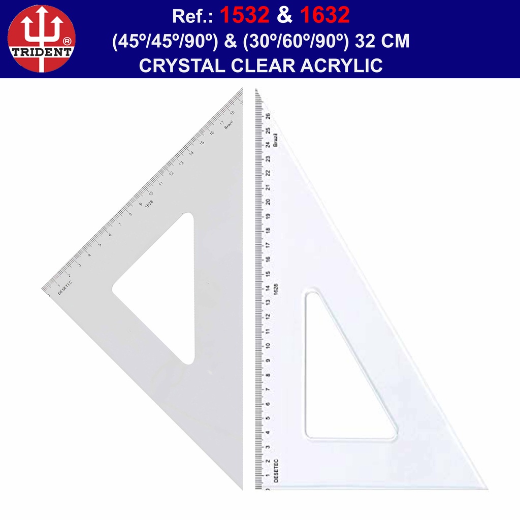 Par de Esquadros Desenho Técnico Acrílico Legítimo Trident Shopee Brasil