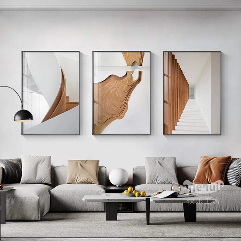 Quadro decorativo 3 Peças Arquitetura abstrata arte minimalista